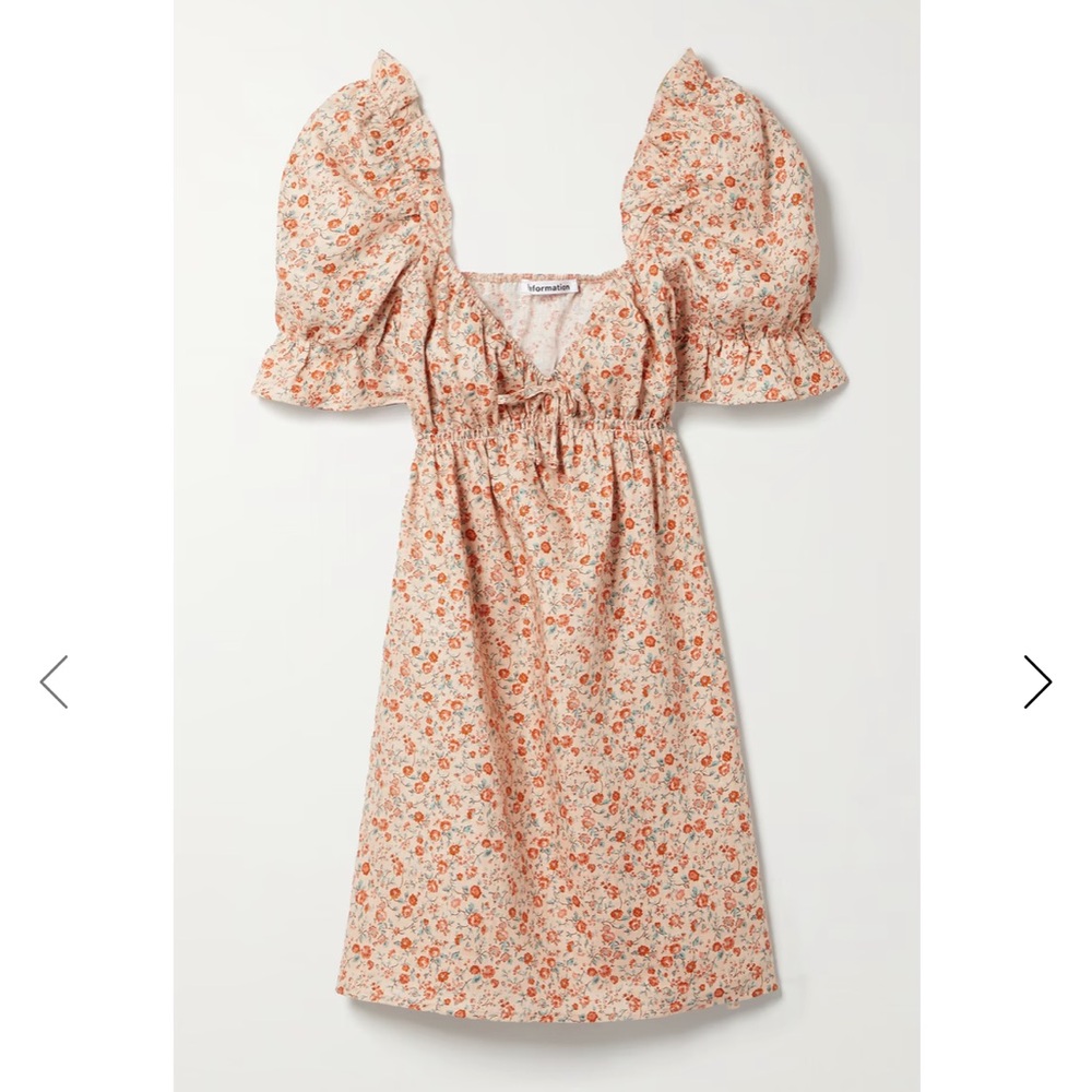 NWOT Channa ruffled floral-print linen mini dress | Reformation